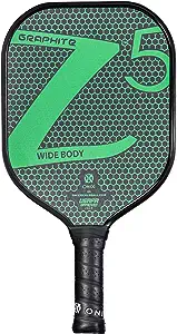 Black and green Onix Z5 Graphite Pickleball paddle with a white background.