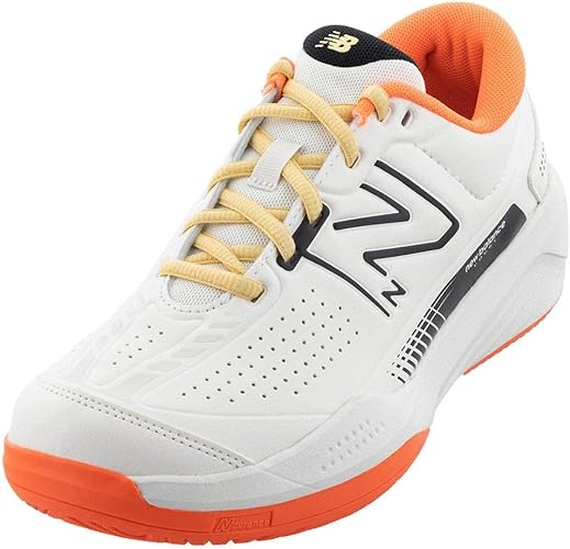 White and Orange New Balance 696v5 pickleball shoes for women