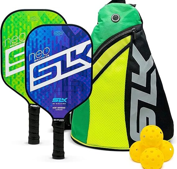 SLK Selkirk Pickleball Paddles Set - Two Paddles, 4 Pickleballs, 1 Pickleball bag