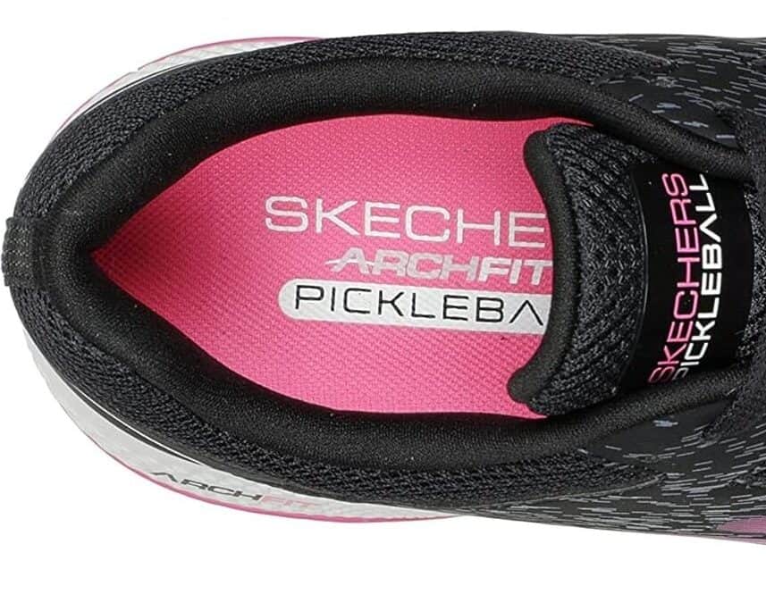 Pink ArchFit Insole System in black Skechers viper court pro womens pickleball shoes
