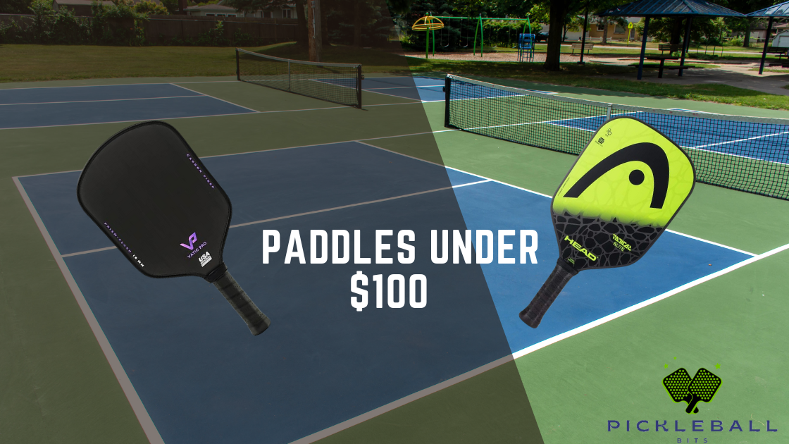 two of the best pickleball paddles under $100 on an empty court.