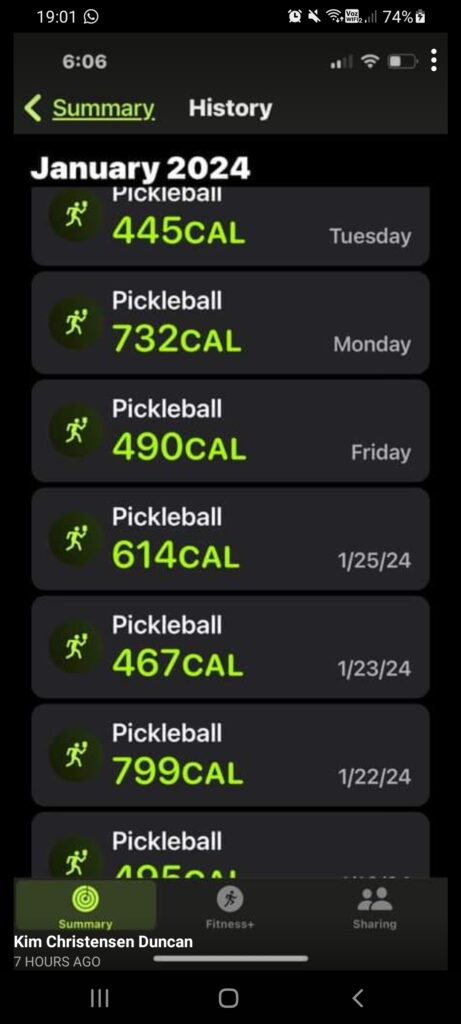 Kim Duncan Pickleball calorie burn