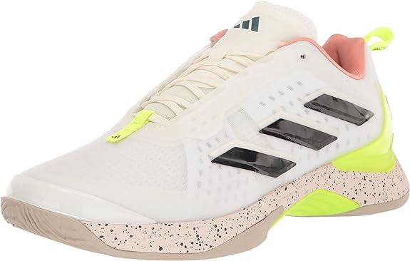 Adidas Avacourt tennis shoes white black and yellow