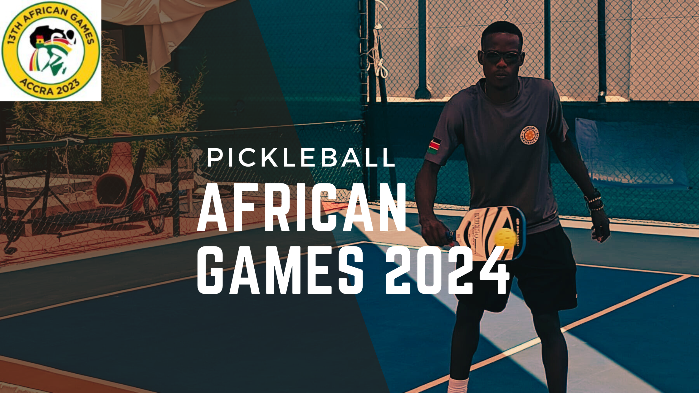 Pickleball Africa Games: Brian Omwando Kenya pickleball hitting a backhand volley.