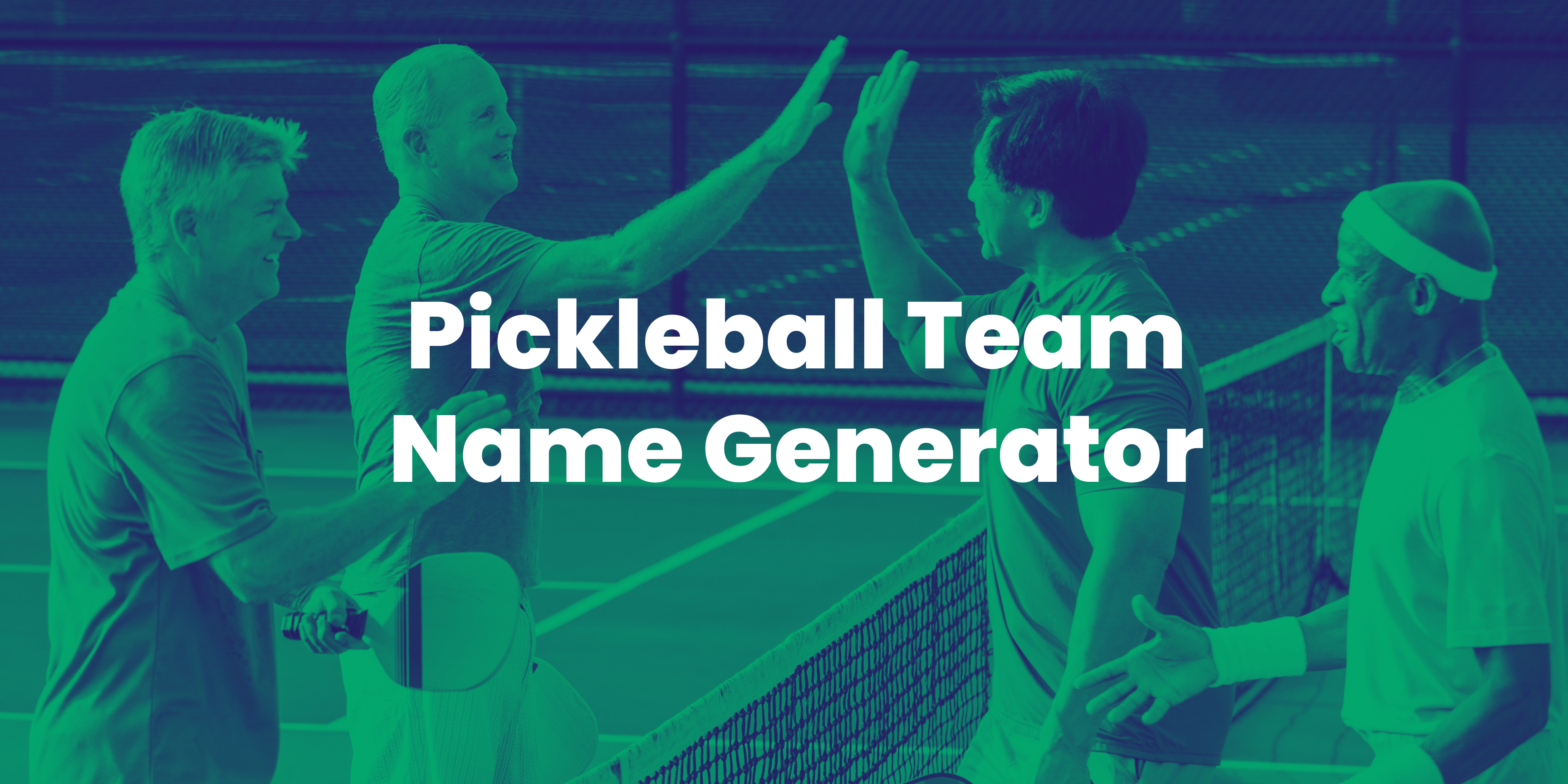 Pickleball team name generator: Two opposing teams shaking hands after a match.