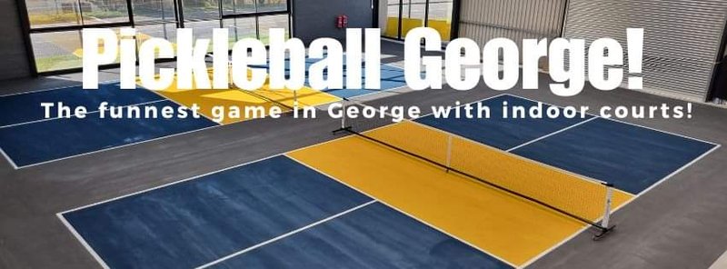 pickleball george advertising banner showcasing their 2 indoor courts.