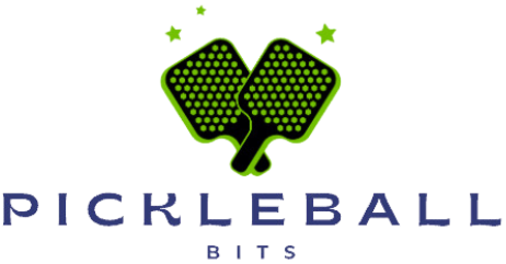 Pickleball Bits logo with two paddles and the brand text in blue.