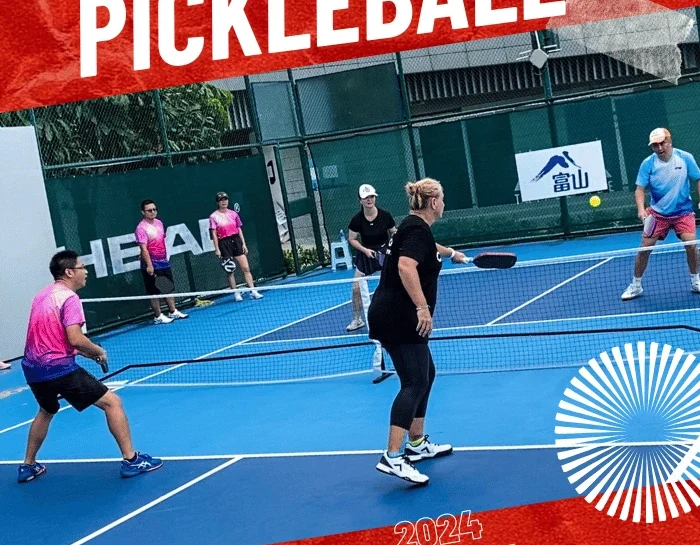 Pickleball In China: Lee Whitwell playing a doubles match with Chinese locals