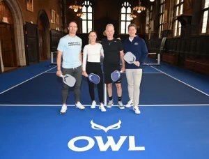 Owl Sport Pickleball Ambassadors John Mcenroe (Center) and Drew Brees (Left).